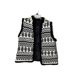 Talbots Black and White Patterned Vest